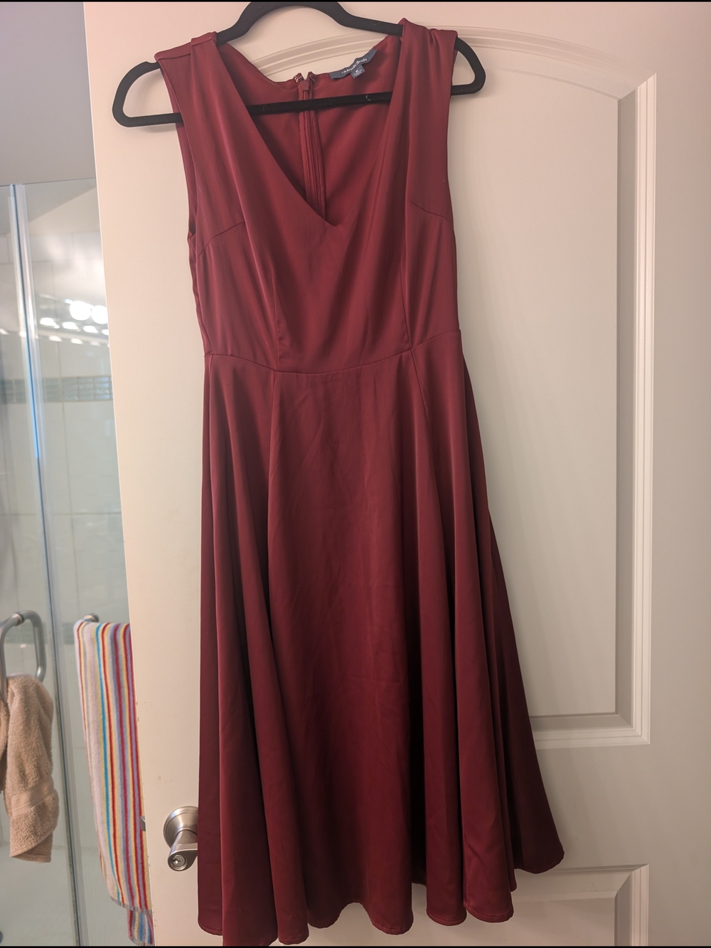 Modcloth V-Neck Sleeveless Flared Dress - Burgundy